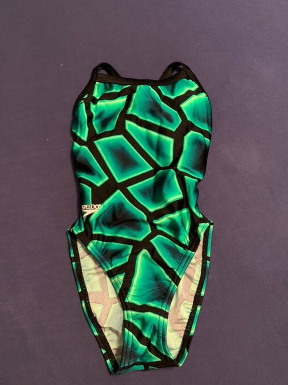 Speedo Girls Youth Swimsuit Size 20 Green Black
